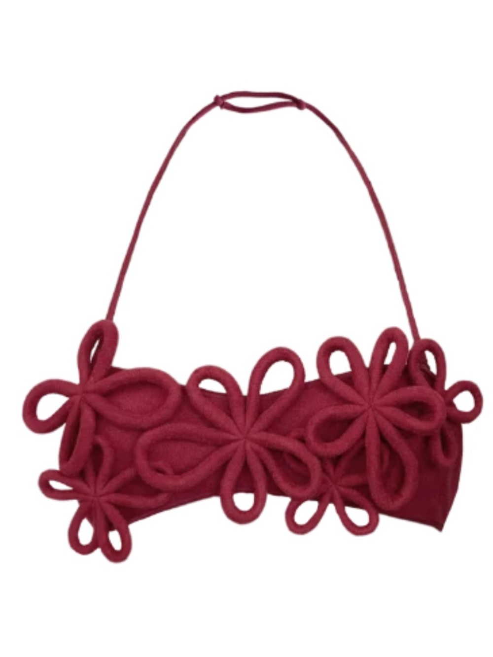 NWT Thaikila Carambolo Red Floral Appliqué Bandeau Bikini Top